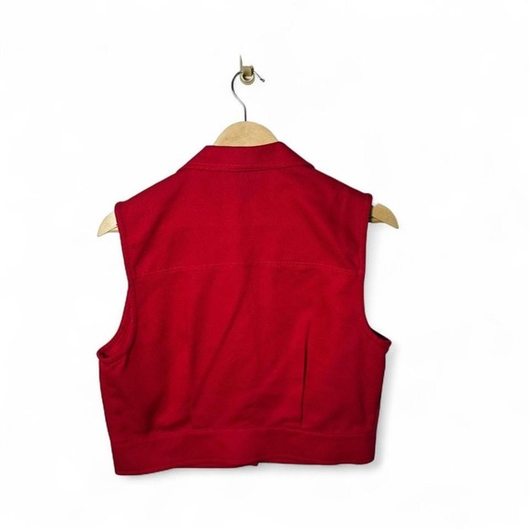 Stonebridge USA Red Sleeveless Button Front Vest Small Textured Cotton Blend - Picture 5 of 5